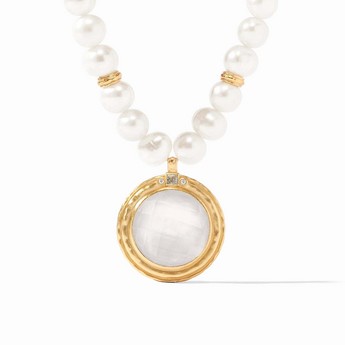Astor Statement Necklace with Pearls & Iridescent Crystal